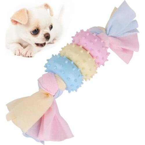 Cute Candy Color Dog Rope Toy Dog Toy With Thorn Bone Rubber Molar Teeth Pet Toy Dog Bite Resistant Molar Training Pet Supplies