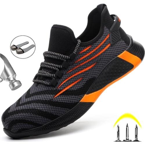 Fashion Sport Safety Shoes Men Work Boots Men Indestructible Sneakers Mens Steel Toe Shoes Work Security Boots Industrial Shoes