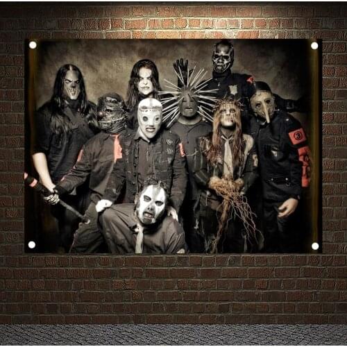 Nostalgic ROCK Band Banners Flag Scary Bloody Tapestry Macabre Art Poster Fan Living Room Wall Art Crafts Sticker Bar Design A5