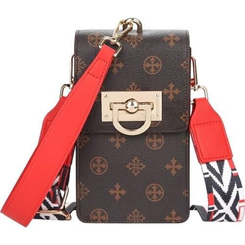 2021 New Womens Mobile Phone Bag Vertical Multi-functional shoulder Sloping Bag Fashion European and American Printed Wallet
