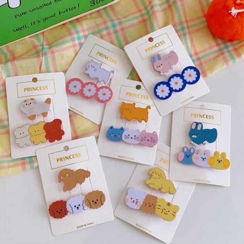 New Cute Girl Hair Accessories Kawaii Cartoon baby hair clip set Childrens Kids Headwear Cat Flower Hairpin