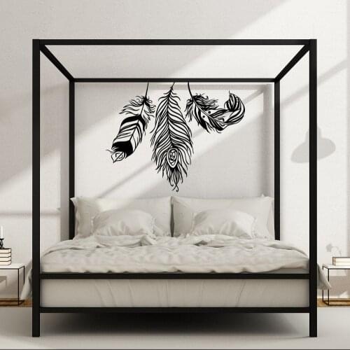 Boho Feather Wall Decal Bedroom Decor Vinyl Tribe Feather Wall Sticker rustic style Home Room Decoration Design Wallpaper X607