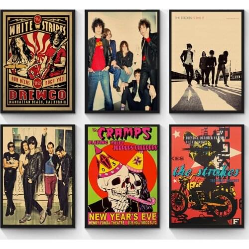 Hot Heavy metal The Strokes Rock band Kraft paper Posters music team star classic decorative painting poster wall sticker