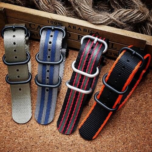 Onthelevel 20mm 22mm Seatbelt Zulu Strap Quality Nylon Nato Watchband For Sport Military G10 Watch Band Black Silver Buckle #C
