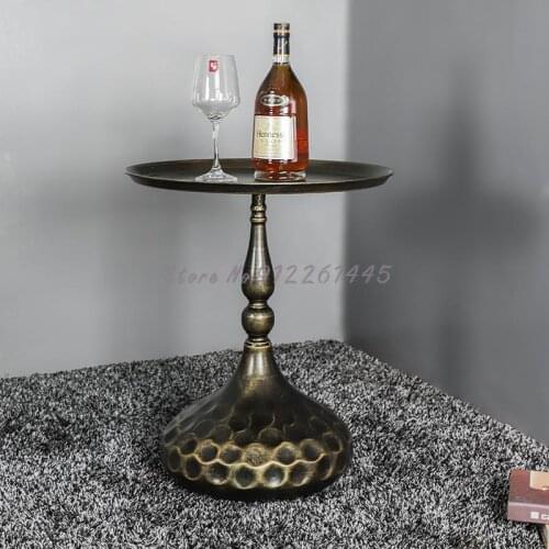 Nordic Light Luxury Side Table Simple Modern Living Room Mini Round Table Living Room Sofa Corner Table Iron Creative Antique Co