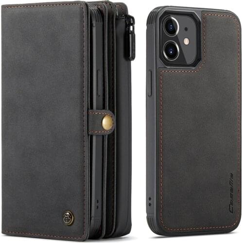 CaseMe Detachable Genuine Leather Wallet Case For IPhone 12 Mini 11 12 Pro X XS Max XR 7 8 Plus SE 2020 Card Pocket Phone Cover
