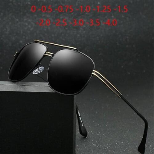 Classic Anti Glare Prescription Sunglasses Men Polarized Metal Minus Lens Driving Sun Glasses For Male UV400 0 -0.5 -0.75 TO -4