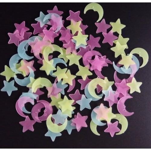 Glow In The Dark Stars & Moon Stickers Luminous Kids Bedroom Ceiling Wall