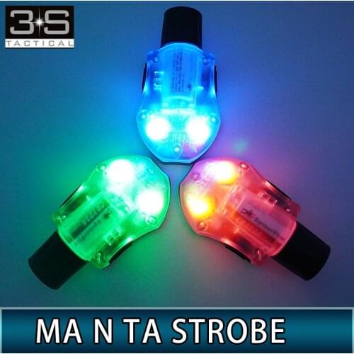 Tactical lP67 Waterproof Survival Strobe Helmet Flashlight Blue Red Green Light and IR Safety Signal Indicators