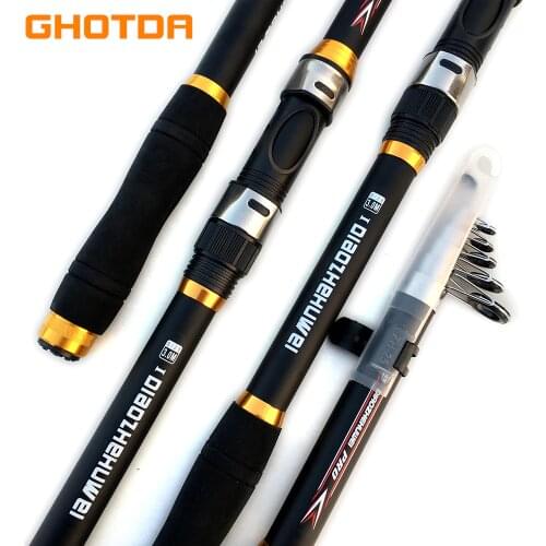 GHOTDA Carbon Fiber FRP Telescopic Carp Pesca Sea Fishing Rod pole Portable Spinning Travel Ultralight 2.1M 2.4M 2.7M 3.0M 3.6M