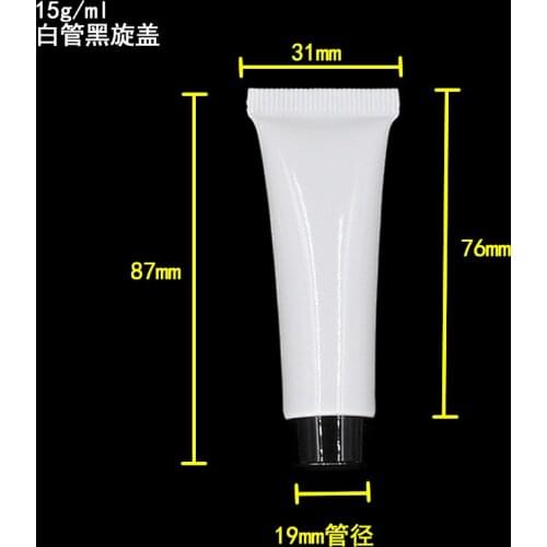 15ML Sunscreen scream Tube, 15G white Cream Tube with white or black screw lid, 15ml plastic soft tube cosmetics