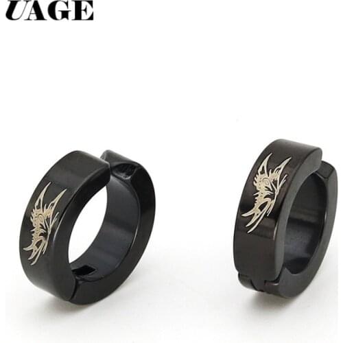 UAGE 1 Pair Punk Style Titanium Steel Men Women Round Ear Clip No Piercing Earrings