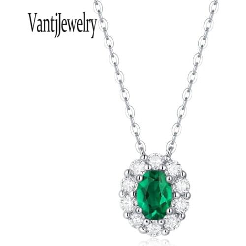 Lab Grown Emerald Pendant Sterling 925 Silver Necklace Created Gemstone 1ct for Women Wedding Birthday Party Jewelry Gift