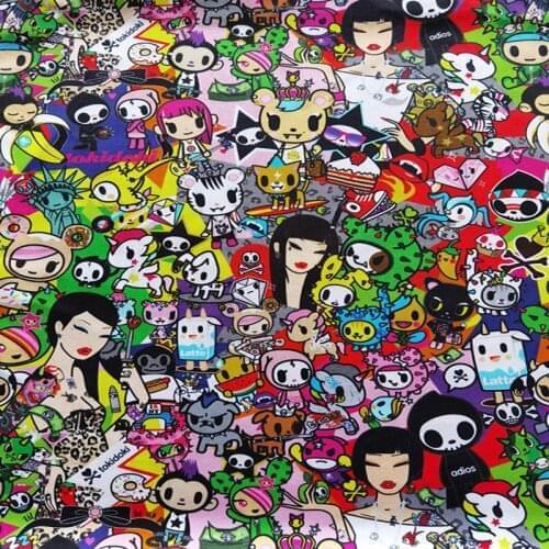 Japanese Cartoon Unicorn Print 100% Cotton Fabric for Girl Clothes Bedding Set Hometextile Cushion Cover Backpack DIY