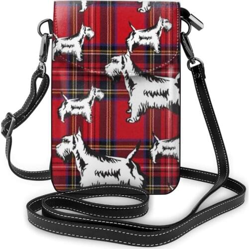 Women Pu Leather Phone Pouch Bags With Scottie Dog Pattern Girl Small Shoulder Purse Small Crossbody Bags Women Phone Bag
