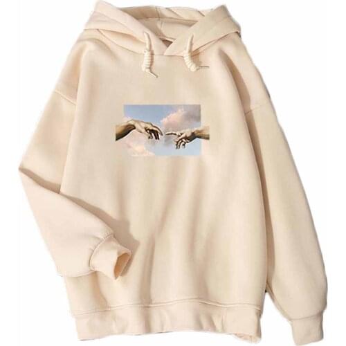 Womens Hoodie Autumn Winter Hand Gesture Graphic Hoodies Vintage Pullover Women Oversize Streetwear Women Korean Warm Top