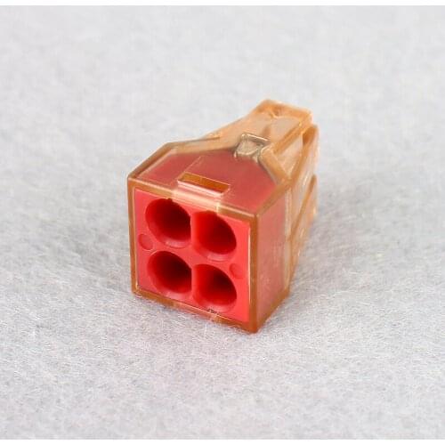 10pcs/lot PCT-604 four-hole hard wire connector 4 square terminal quick connector and wire connector