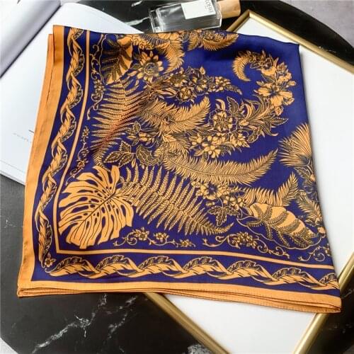 2021 Women Square Silk Neck Scarf Hair Band Foulard Neckerchief Elegant Floral Shawl Wrap Lady Bandana Spring Scarves
