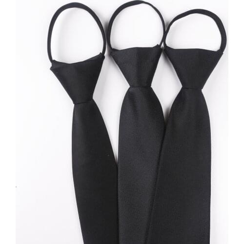 2020 Classic Mens Necktie Zipper Lazy Tie Fashion Black Ties Business for Man Gravatas Wedding Accessories Custom Logo