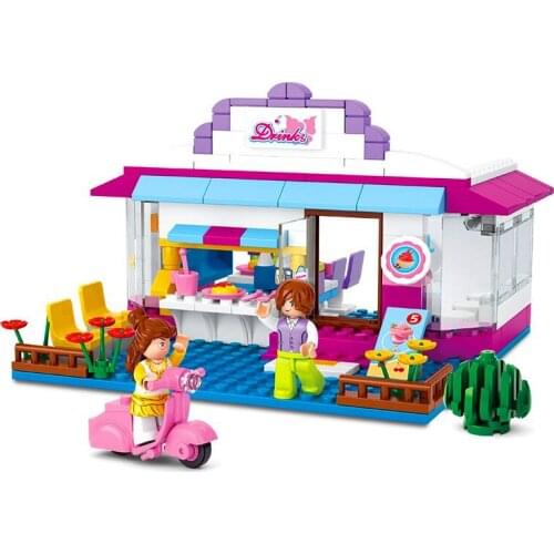 226PCS S Luban 0528 City Street View Strong Drink House Girl Assembled Building Blocks Putting Toys Gifts