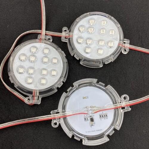 DC24V;UCS1903/WS2811 IC;IP68;80mm diameter;addressable;2.88W(12LEDs);RGB full color;clear cover with lens;led pixel module;IP68