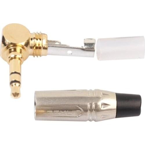 3.5mm Stereo 90 Degree Right Angle Male Plug Gold-plated Stereo Headphone Adapter Instruments Soldering Connector Converter