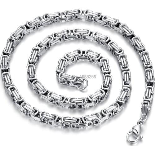5mm 22'' Good Price Byzantine Box Link Chain Necklace Stainless Steel Boy And Mens Gifts