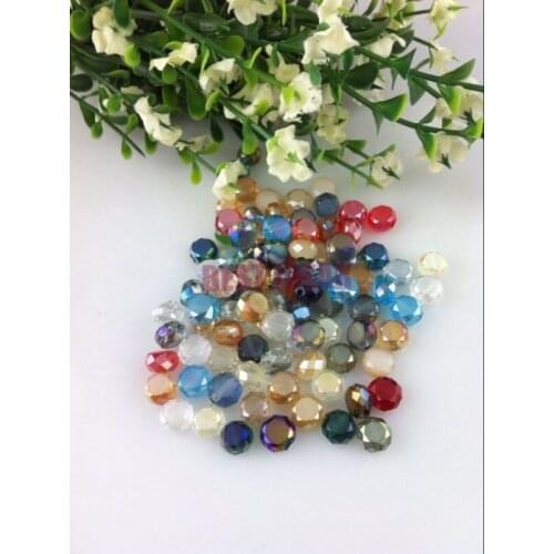 70pcs/lot Random Mixed color 8mm Frosted Faceted Rondelle Curtains Crystal Glass Charm Beads In Bulk,Free shipping