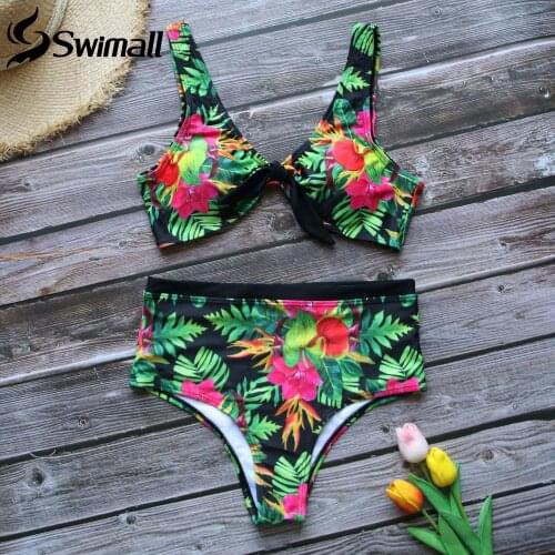 Bikini 2020 High Waist Swimwear Women Floral Print Swimsuit Female Beachwear Bathing Suit Biquinis Feminino Summer Swim Wear