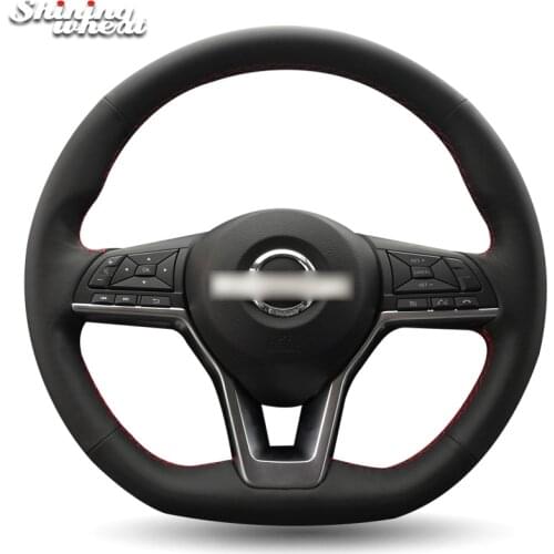 Shining wheat Black Genuine Leather Car Steering Wheel Cover for Nissan X-Trail 2017