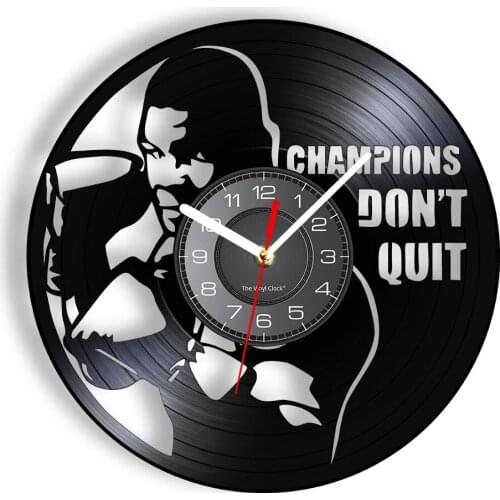 Pugilist Champions Boxing Legend Wall Clock Home Strike Sports GYM Decor Boxer Match Encouragement Vinyl Record Crafts Watches