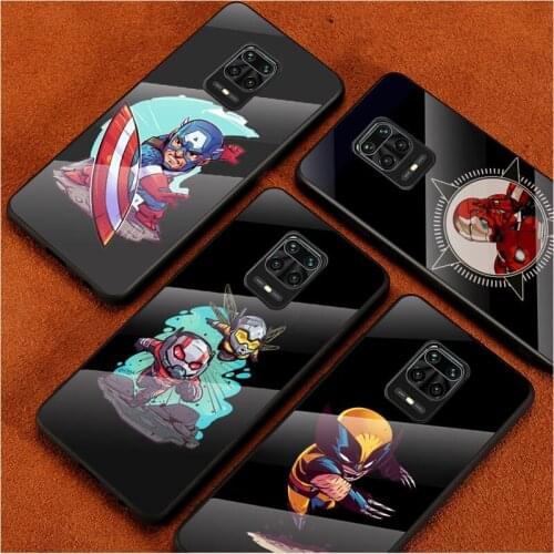 Marvel Art Cartoon For Xiaomi Redmi Note 10 10S 9T 9S 9 8T 8 7 Phone Case Tempered Glass Hot New Shell Luxury Cove