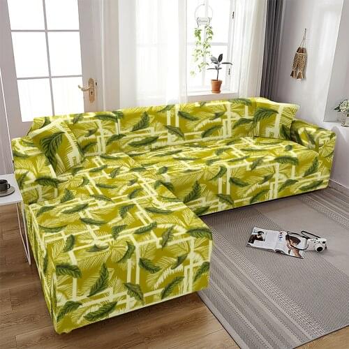 Jungle Leaves Elastic Sofa Cover for Living Room Stretch Leaf Non-slip Couch Cover Sofa Slipcover Chair Protector 1/2/3/4 Seater
