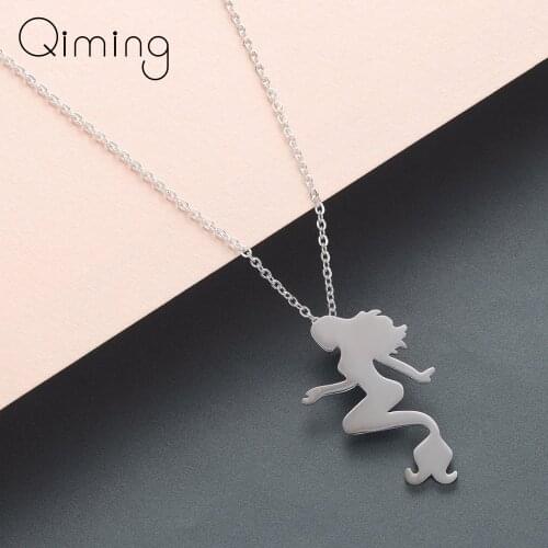 Figure Mermaid Necklace Beautiful Gold Fashion Women Girls Statement Jewelry Fashion Necklaces Lady Gift