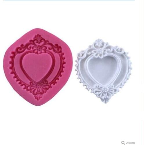 Heart-shaped frame chocolate silicone mold fondant Cake decoration mold soap mold