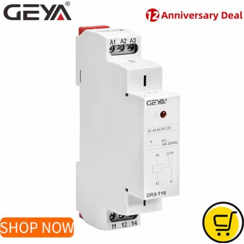 GEYA Din Rail GR8 AC DC 110V Intermediate Relay Auxiliary Relay 8A 16A SPDT Electronic Relay Online Shopping