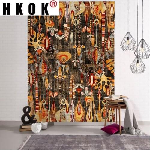 HKOK Bohemia Flower Tapestry Wall Rugs Wall Hanging Fabric Mural Background Cloth Towel Beach Fabric Blanket Living Home Decor
