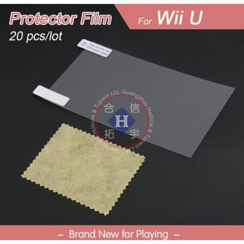 HOTHINK 20pcs/lot Clear LCD Screen Protector Film Guard with cleaning cloth For WII U game pad WIIU gamepad