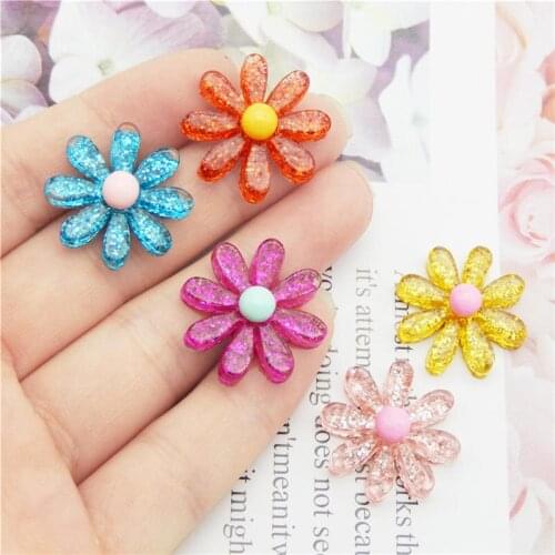 Julie Wang 20PCS Resin Sunflower Charms Flat Back Daisy Mixed Colors Pendant Jewelry Making Accessory Home Phone Case Decor