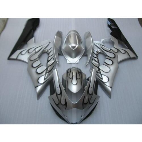 Fairing kit for Suzuki GSXR 1000 K5 K6 GSXR1000 2005 2006 motor sport fairings set GSX R1000 05 06 silver flames Black aftermark