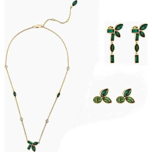 Fashion New Beautiful Panda Costume And Her Favorite Green Bamboo Food Decoration Female Romantic Gift Jewelry Sets