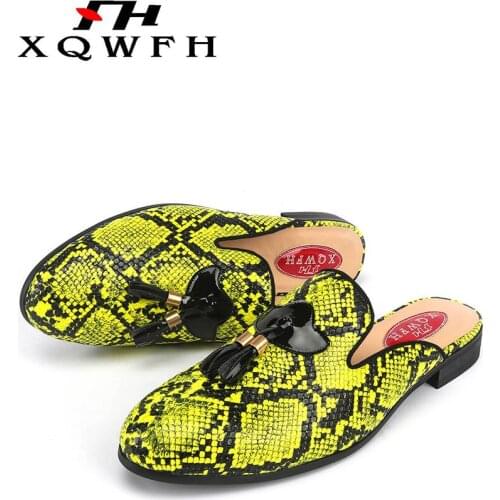 Men Summer Sandals Handmade Fashion Snakeskin Leather Mens Slippers Casual Shoes Indoor and Outdo Plus size