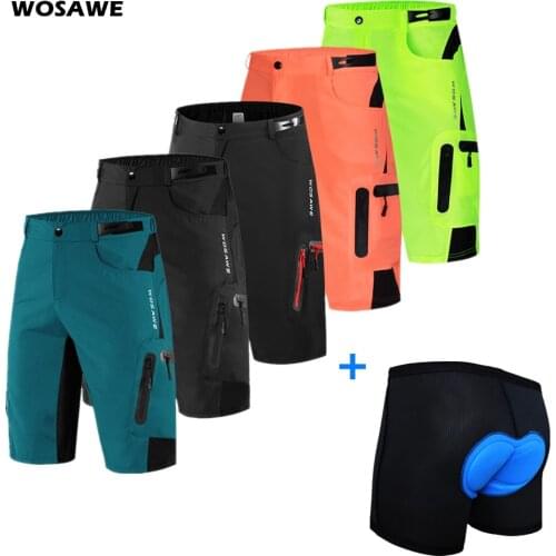 WOSAWE Mens Cycling Shorts MTB Downhill Trousers Mountain Bike Bicycle Shorts Water Resistant Outdoor Sports Loose Fit Shorts