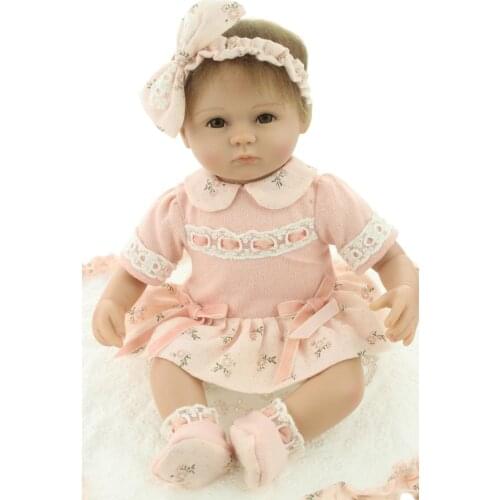 45cm Soft Silicone Newborn Dolls Pink Princess Baby Dolls Gift Handmade Doll Simulation Dolls Early Education Toyes with Clothes
