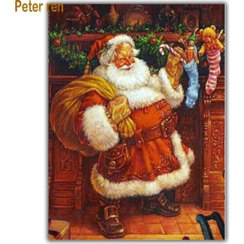 5D Diamond painting cross stitch kit 3d Home Decor Square\Round diamond mosaic icon Full Diamond embroidery Gift in Santas sock