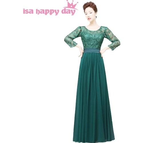 2020 new fashion sexy women formal elegant green lace long evening party dresses with sleeves dress gowns for women H2909