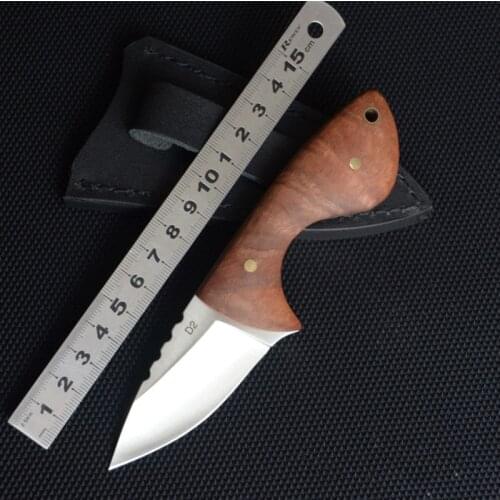 Fixed Knives Mirror D2 Blade Wood Handle Straight Knives Camping Tactical Knife Pocket Ridge EDC Survival Hunting Tools