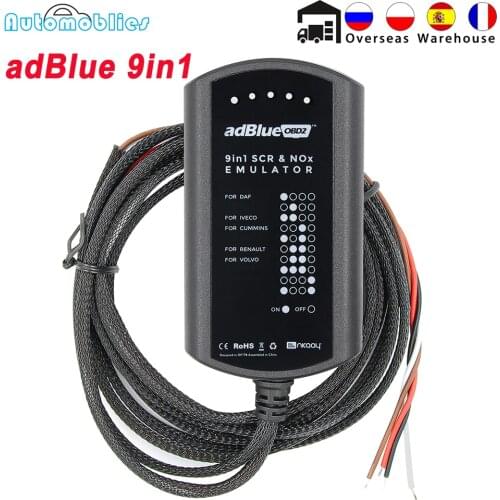 OBD2 AdBlue Emulator 9 IN 1 for Commins EURO 4 5 For SCANIA/IVECO/DAF/VOLVO/RENAULT Trucks AdBlue OBD2 9in1 A+ Full Chip PK 8in1