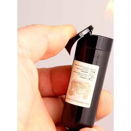 Wine Bottle Creative Open Flame Lighter Personalized Gift Lighter Smoking Accessories for Weed Funny Gift for Men Encendedores