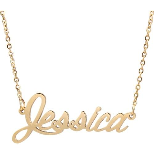 Jessica Name Necklace Personalised Stainless Steel Women Choker 18k Gold Plated Alphabet Letter Pendant Jewelry Friends Gift
